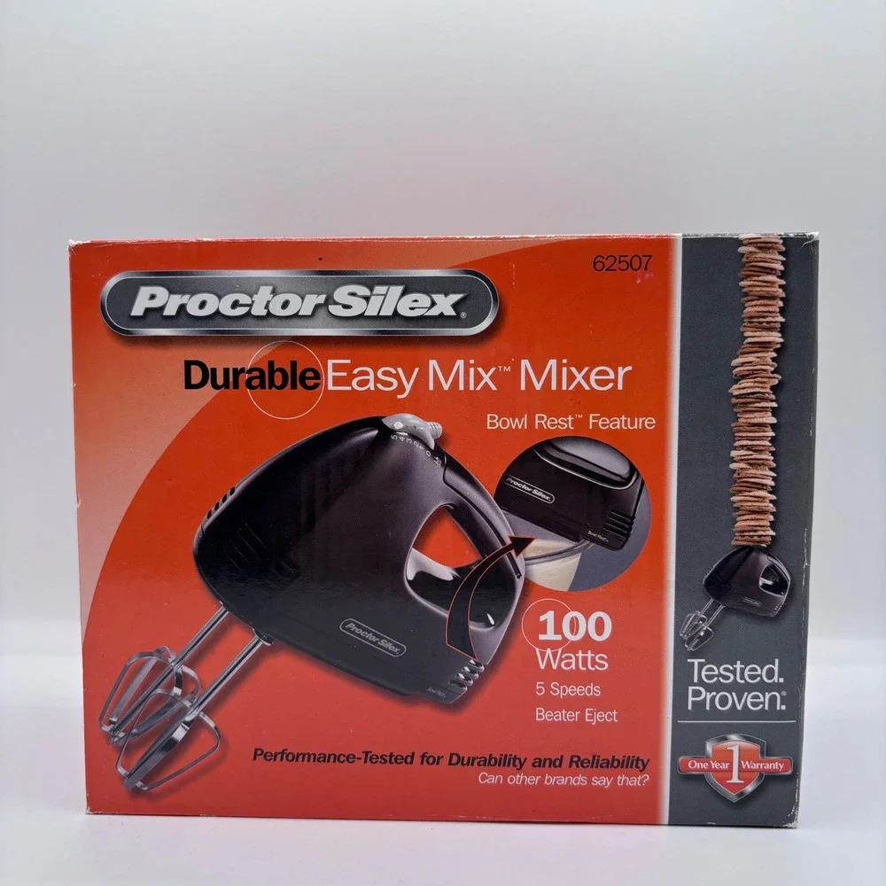 Hand Mixer | Proctor Silex 62507 Durable Easy Mix 5 Speed Black‎ 100W Bowl Rest
